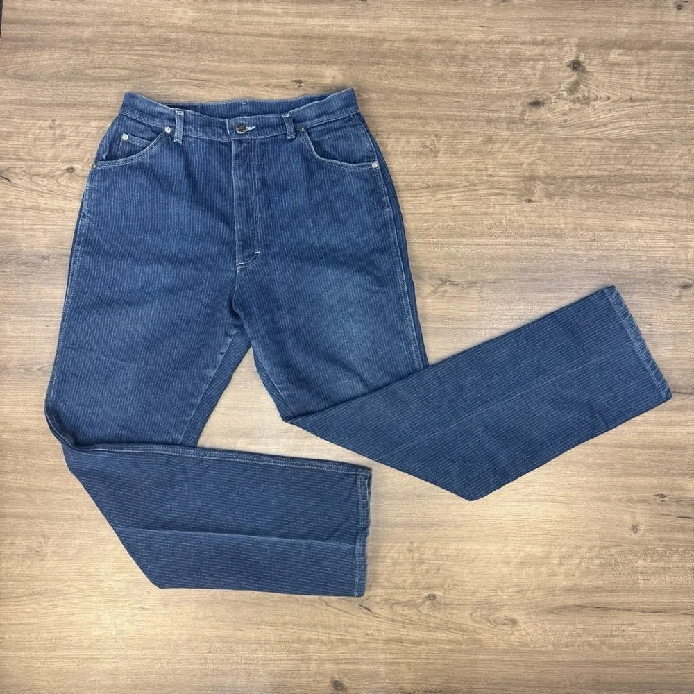 Vintage 1980s Lee Riders jeans railroad striped denim women's 18 high waisted